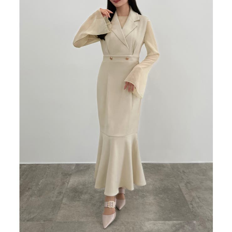 アイボリー | CENEA シアートップス＋テーラードマーメイドジャンパースカートset | JUNOAH