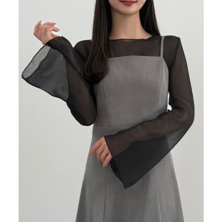 CENEA シアートップス＋テーラードマーメイドジャンパースカートset | JUNOAH | 詳細画像7 