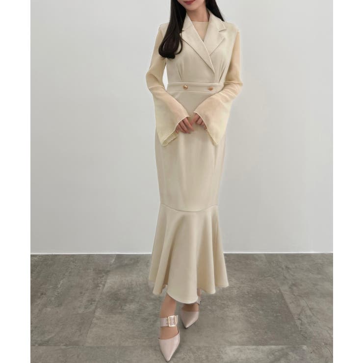 CENEA シアートップス＋テーラードマーメイドジャンパースカートset | JUNOAH | 詳細画像8 