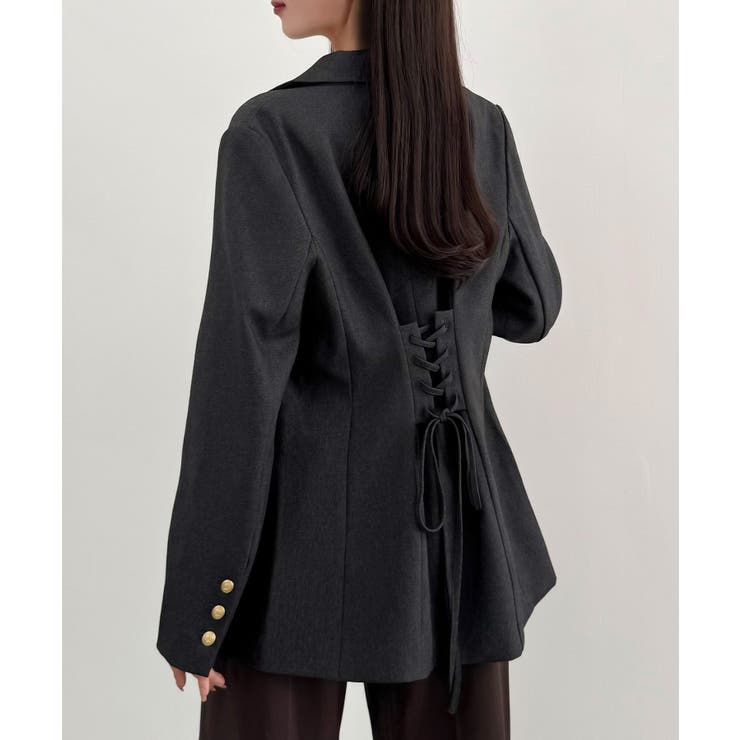 チャコール | CENEA バックレースアップテーラードジャケット | JUNOAH