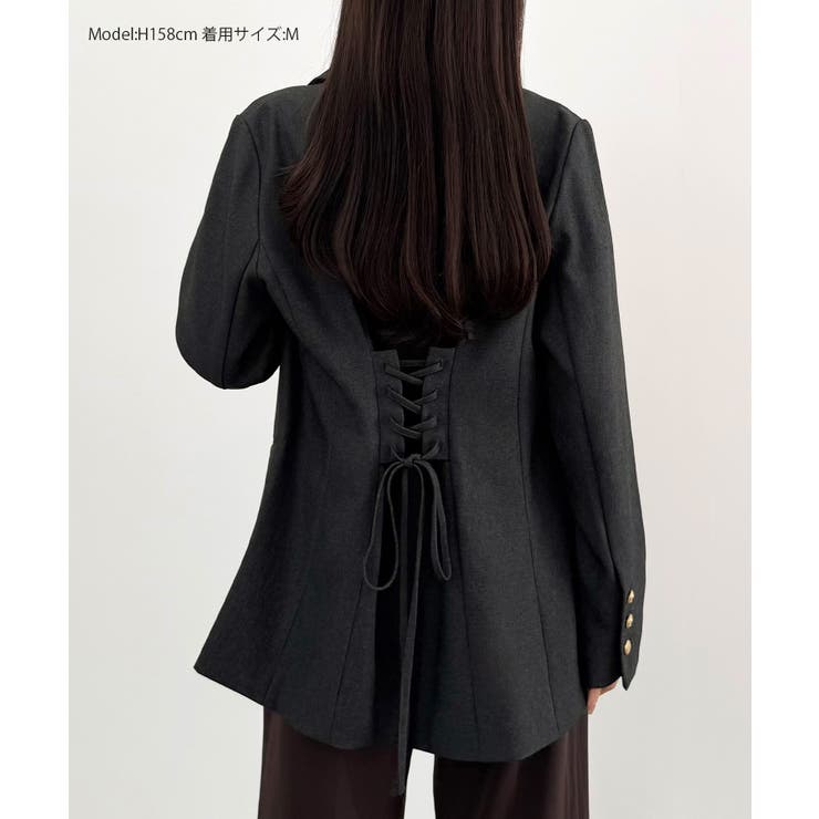 CENEA バックレースアップテーラードジャケット | JUNOAH | 詳細画像2 