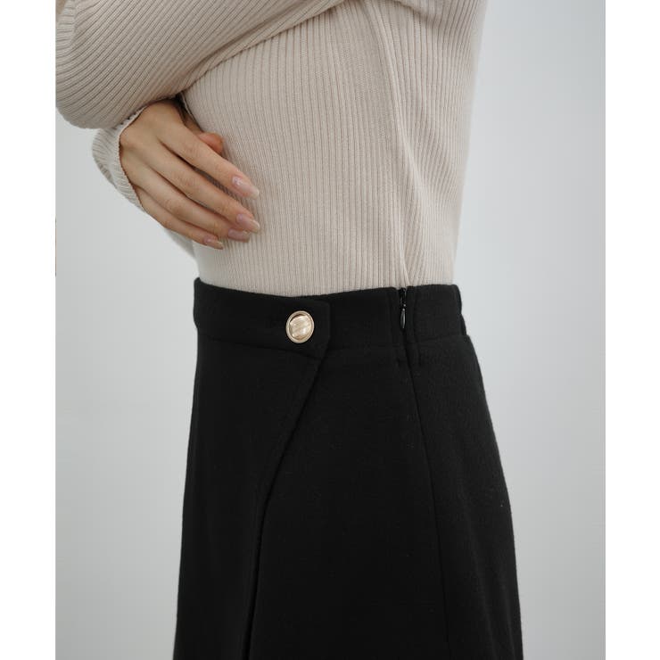 【SUNSPEL】 ウールファンネル ストライプ ラップスカート SUNSPEL】 ウールファンネル ストライプ ラップスカート