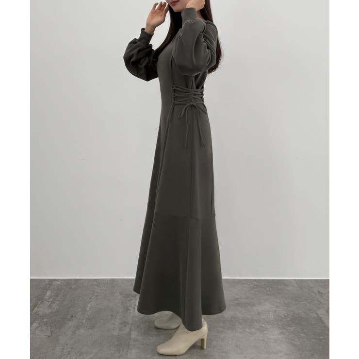 CENEA キーネック裏起毛レースアップワンピース[品番：AMTW0012622