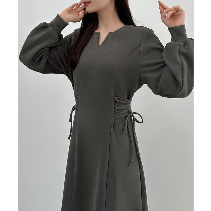 CENEA キーネック裏起毛レースアップワンピース | JUNOAH | 詳細画像11 