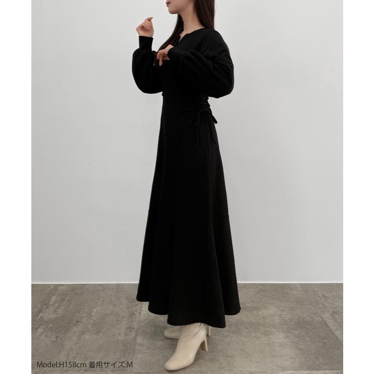 CENEA キーネック裏起毛レースアップワンピース | JUNOAH | 詳細画像2 