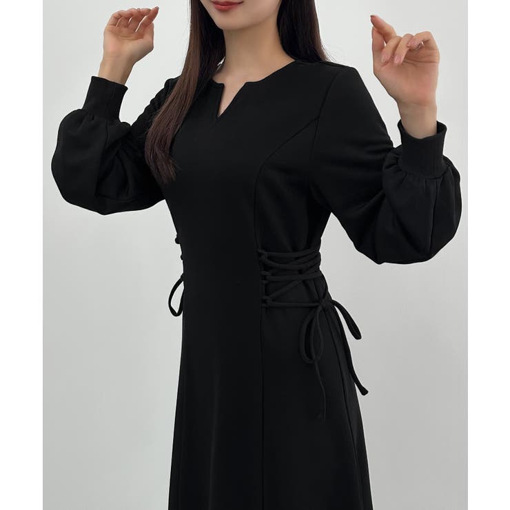 CENEA キーネック裏起毛レースアップワンピース | JUNOAH | 詳細画像4 