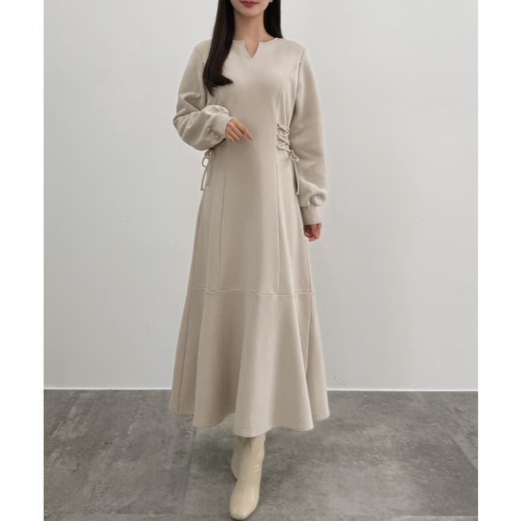 CENEA キーネック裏起毛レースアップワンピース | JUNOAH | 詳細画像5 