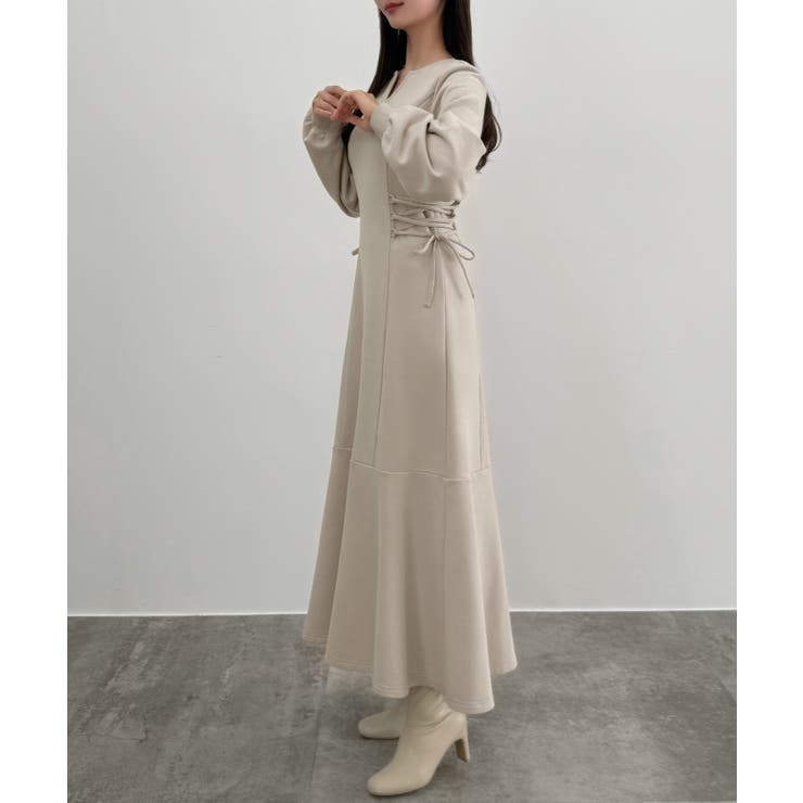 CENEA キーネック裏起毛レースアップワンピース | JUNOAH | 詳細画像6 