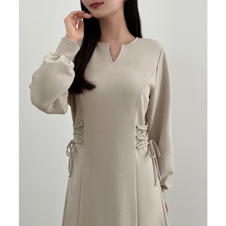 CENEA キーネック裏起毛レースアップワンピース | JUNOAH | 詳細画像7 