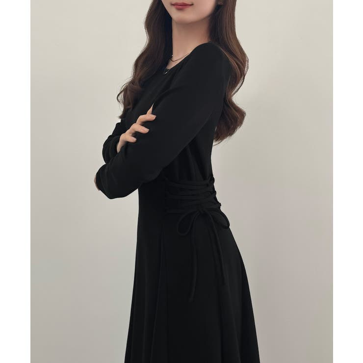 CENEA レースアップカットフレアワンピース(裏地無し) | JUNOAH | 詳細画像4 