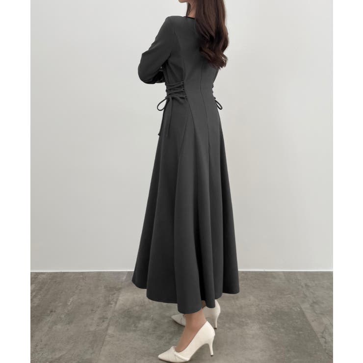 CENEA レースアップカットフレアワンピース(裏地無し) | JUNOAH | 詳細画像7 