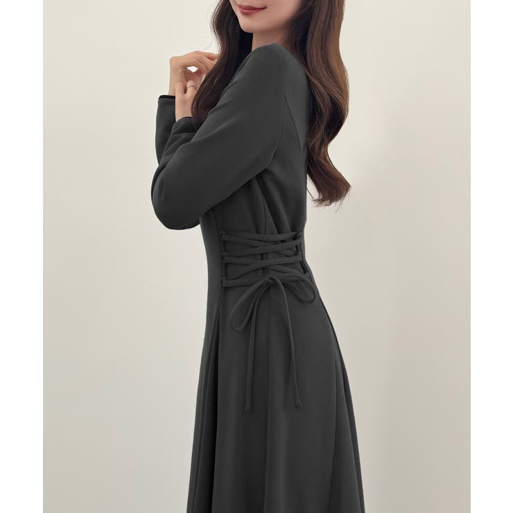 CENEA レースアップカットフレアワンピース(裏地無し) | JUNOAH | 詳細画像8 