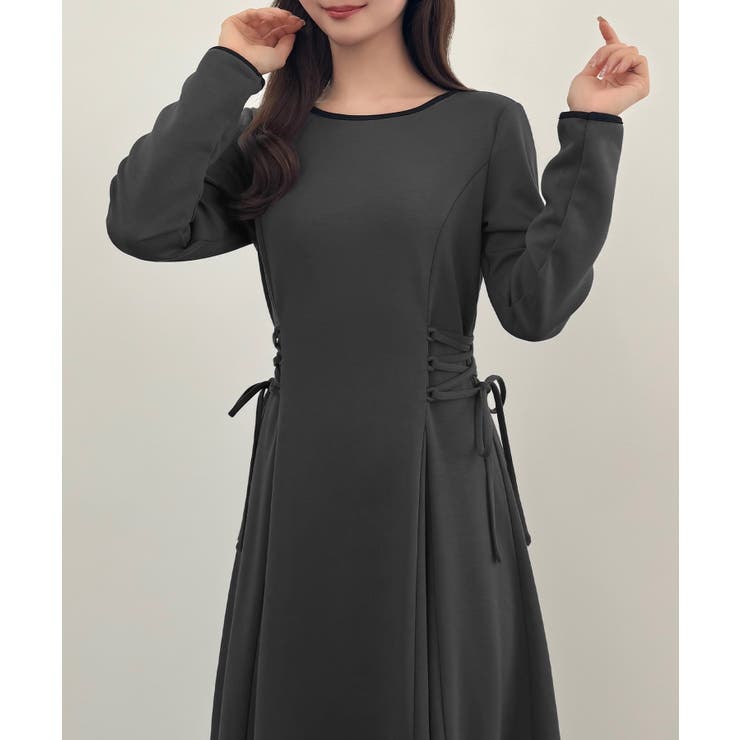 CENEA レースアップカットフレアワンピース(裏地無し) | JUNOAH | 詳細画像9 