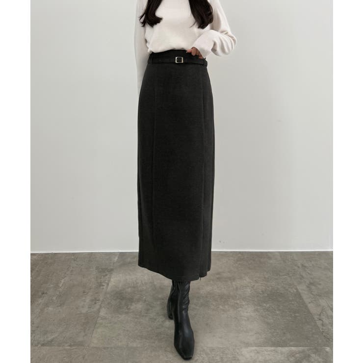 CENEA スリットジップIラインスカート(伸縮あり、あったか生地、裏地なし) | JUNOAH | 詳細画像11 