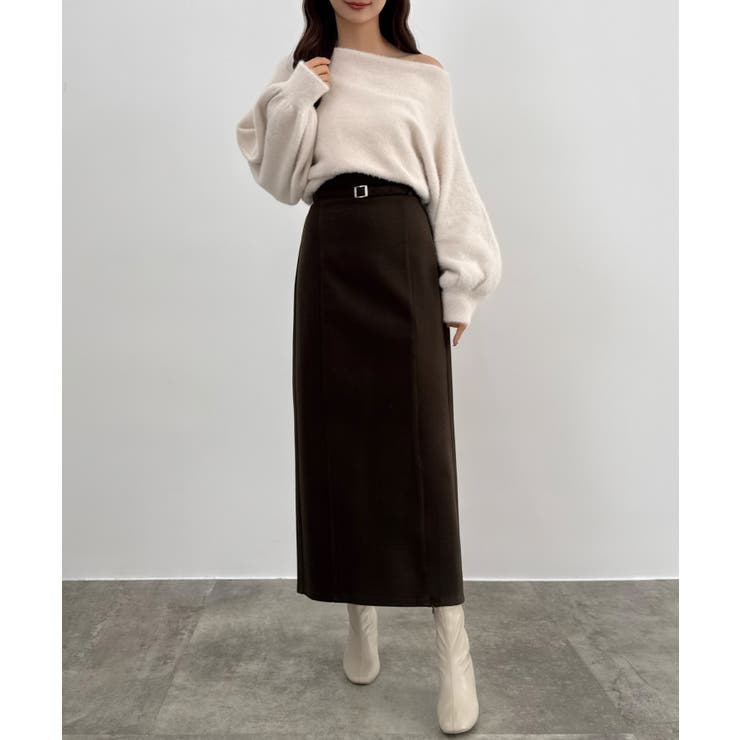 CENEA スリットジップIラインスカート(伸縮あり、あったか生地、裏地なし) | JUNOAH | 詳細画像19 