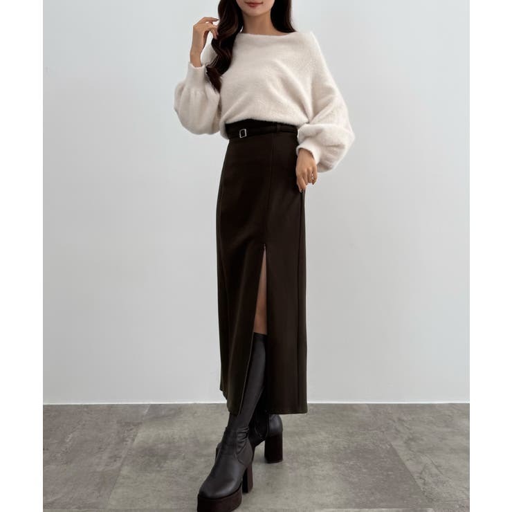 CENEA スリットジップIラインスカート(伸縮あり、あったか生地、裏地なし) | JUNOAH | 詳細画像20 