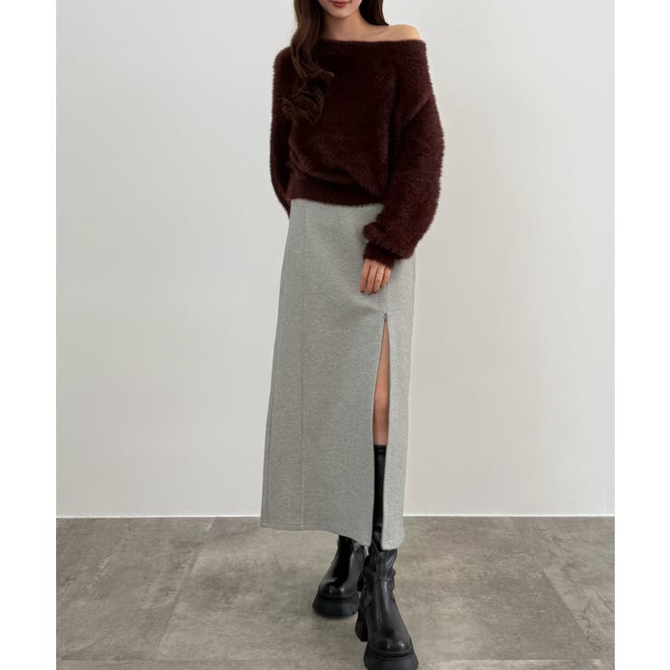 CENEA スリットジップIラインスカート(伸縮あり、あったか生地、裏地なし) | JUNOAH | 詳細画像21 