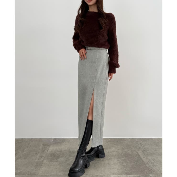 CENEA スリットジップIラインスカート(伸縮あり、あったか生地、裏地なし) | JUNOAH | 詳細画像24 