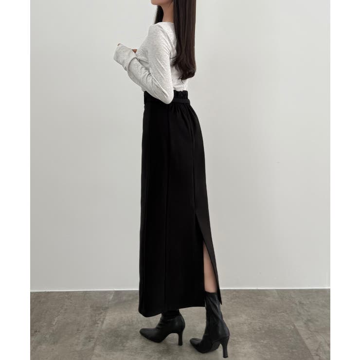 CENEA スリットジップIラインスカート(伸縮あり、あったか生地、裏地なし) | JUNOAH | 詳細画像4 