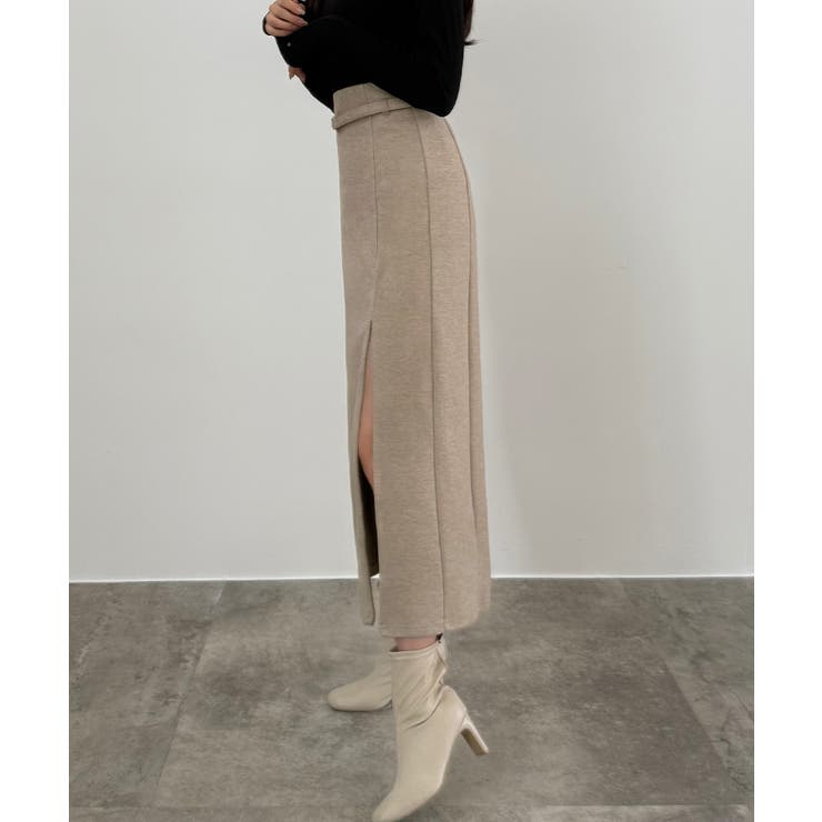 CENEA スリットジップIラインスカート(伸縮あり、あったか生地、裏地なし) | JUNOAH | 詳細画像6 