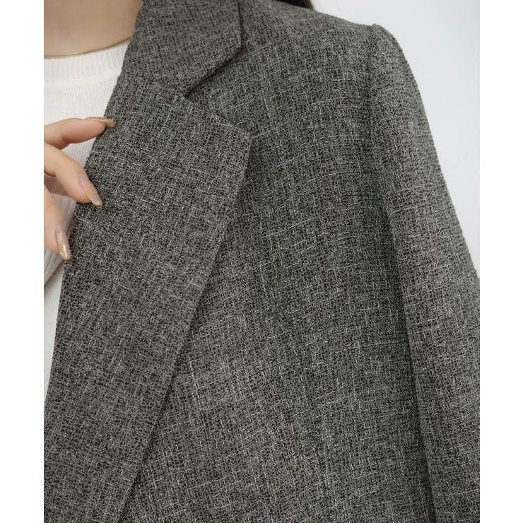 CENEA 薄手ツイードテーラードジャケット | JUNOAH | 詳細画像15