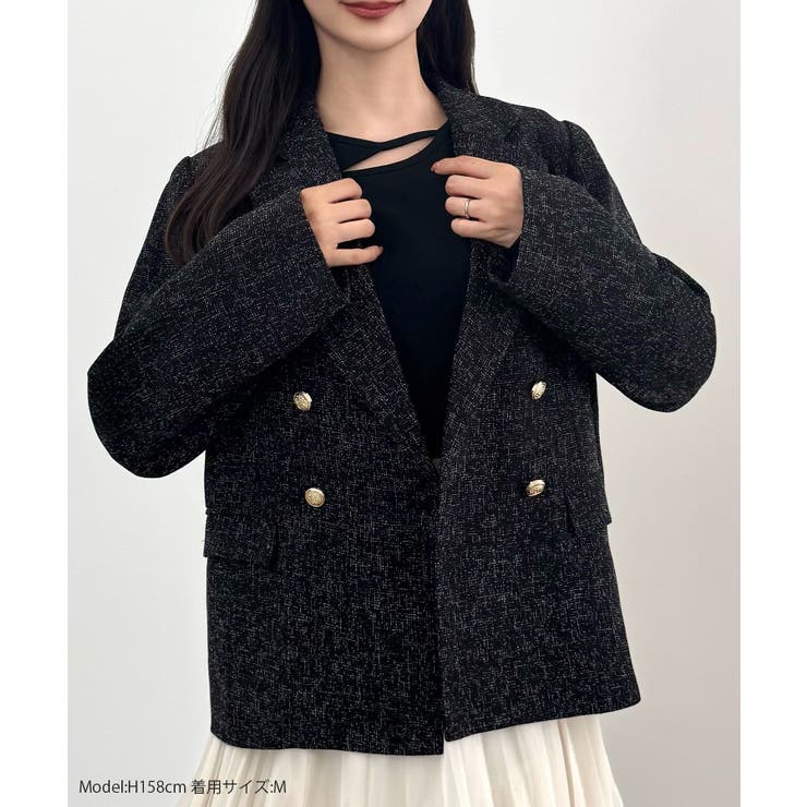 CENEA 薄手ツイードテーラードジャケット | JUNOAH | 詳細画像2