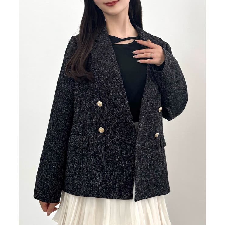 CENEA 薄手ツイードテーラードジャケット | JUNOAH | 詳細画像4