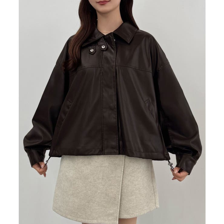 CENEA 2wayカラーPUレザーブルゾン（光沢素材） | JUNOAH | 詳細画像7 