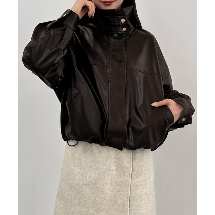 CENEA 2wayカラーPUレザーブルゾン（光沢素材） | JUNOAH | 詳細画像8 