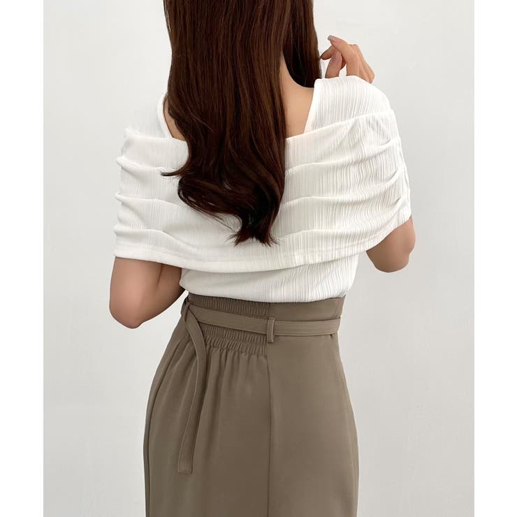 CENEA オフショル風スクエアネックドレープリブカットソー | JUNOAH | 詳細画像12 