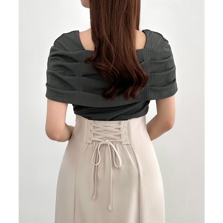 CENEA オフショル風スクエアネックドレープリブカットソー | JUNOAH | 詳細画像16 