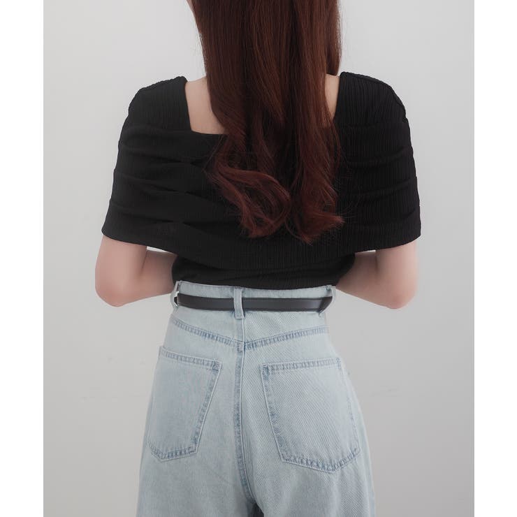 CENEA オフショル風スクエアネックドレープリブカットソー | JUNOAH | 詳細画像7 