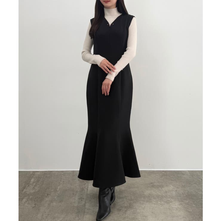 CENEA チュールシアーブラウス＋VネックマーメイドワンピースSET | JUNOAH | 詳細画像6 