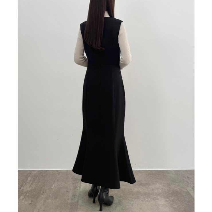 CENEA チュールシアーブラウス＋VネックマーメイドワンピースSET | JUNOAH | 詳細画像7 