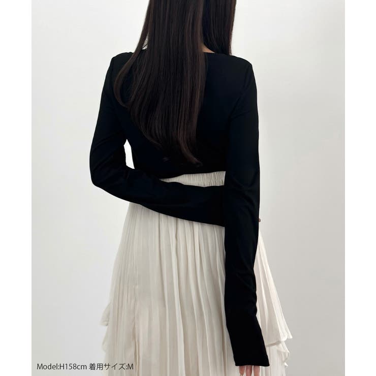 CENEA 薄手カットアウトデザインカットソー | JUNOAH | 詳細画像2 