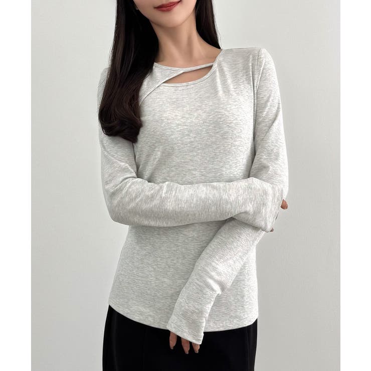 CENEA 薄手カットアウトデザインカットソー | JUNOAH | 詳細画像7 