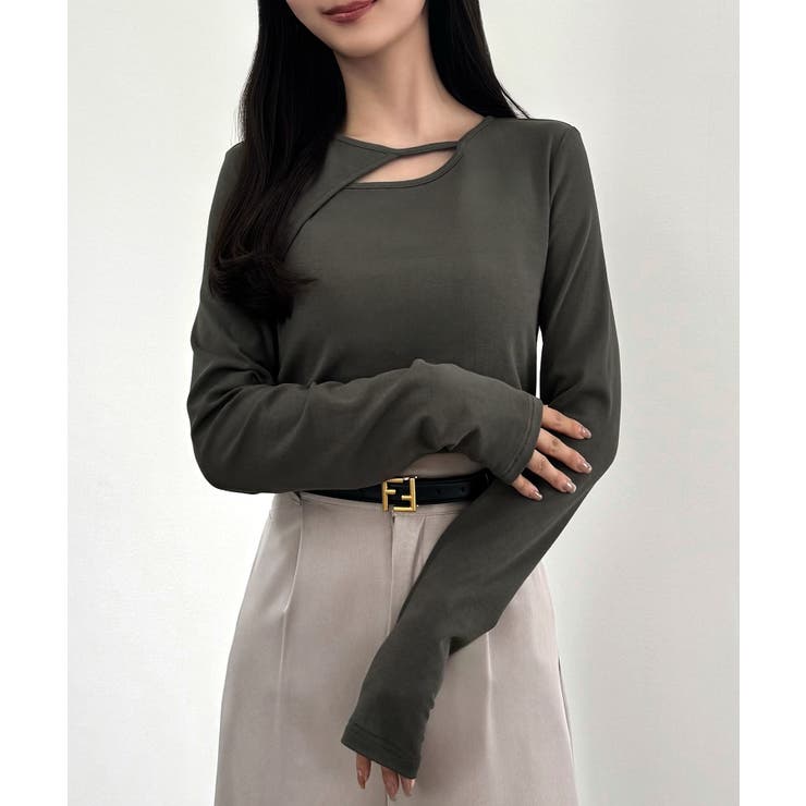 CENEA 薄手カットアウトデザインカットソー | JUNOAH | 詳細画像8 