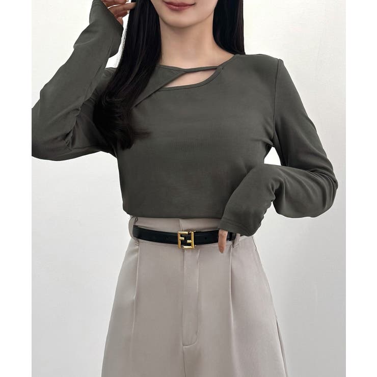 CENEA 薄手カットアウトデザインカットソー | JUNOAH | 詳細画像9 