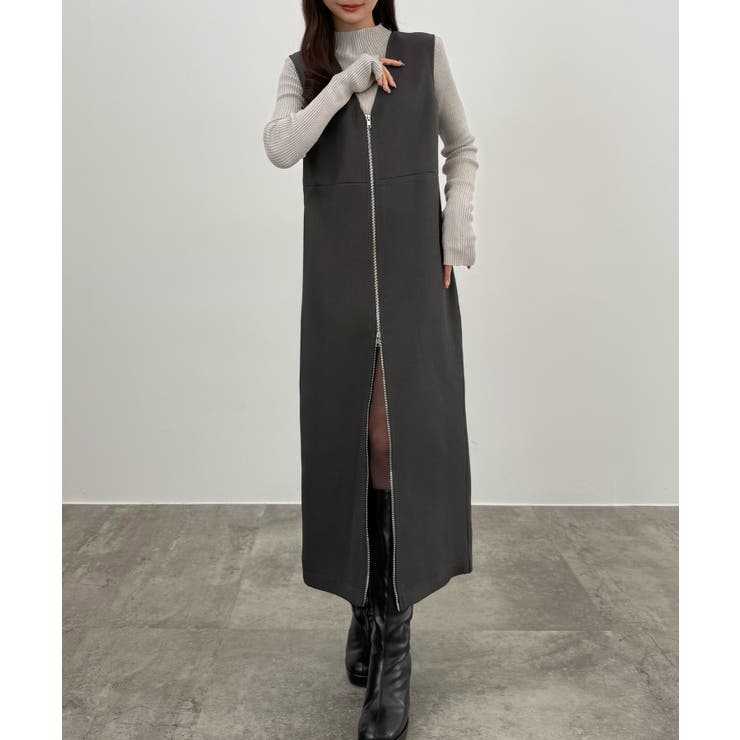 CENEA 裏起毛フロントファスナージャンパースカート | JUNOAH | 詳細画像10 