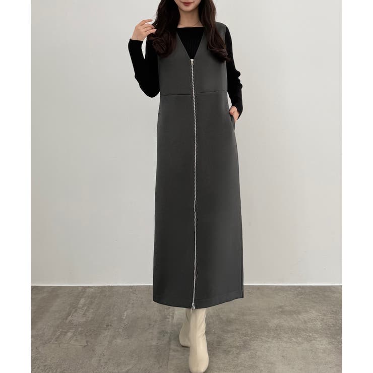 CENEA 裏起毛フロントファスナージャンパースカート | JUNOAH | 詳細画像11 