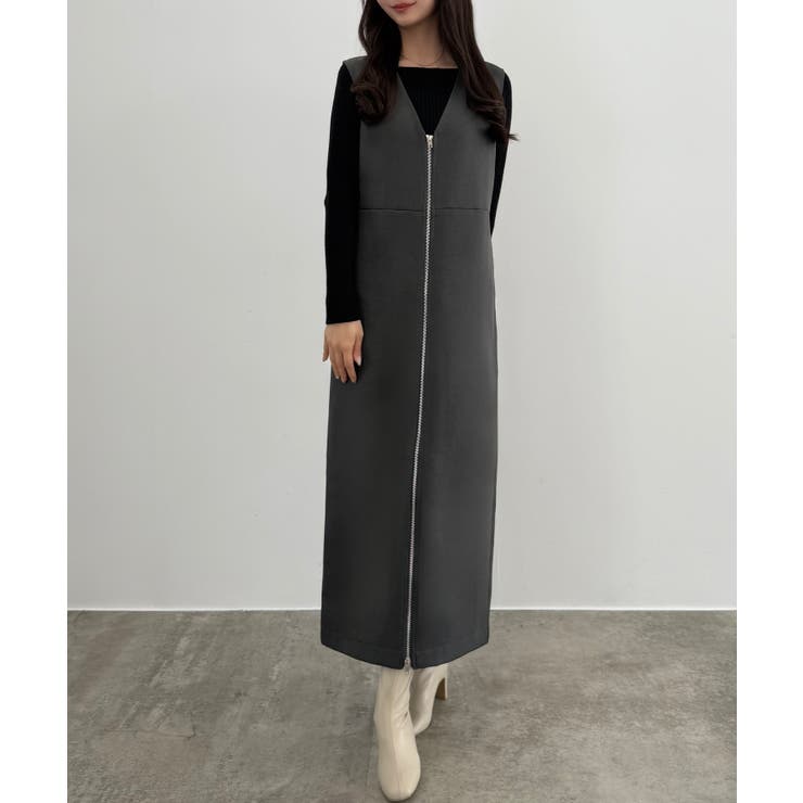 CENEA 裏起毛フロントファスナージャンパースカート | JUNOAH | 詳細画像12 