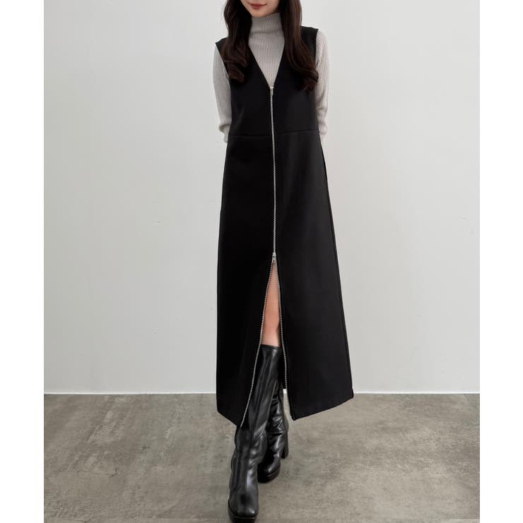 CENEA 裏起毛フロントファスナージャンパースカート | JUNOAH | 詳細画像2 