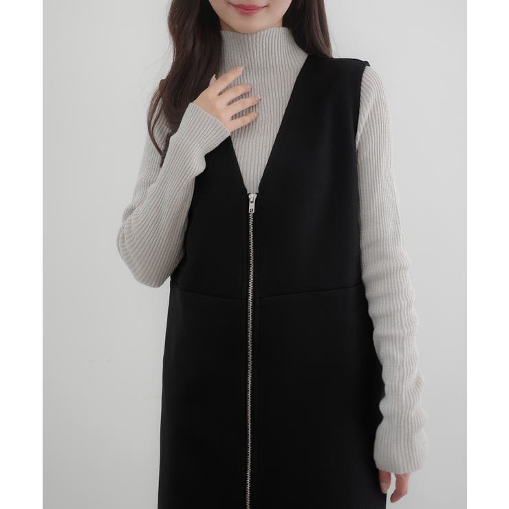 CENEA 裏起毛フロントファスナージャンパースカート | JUNOAH | 詳細画像4 