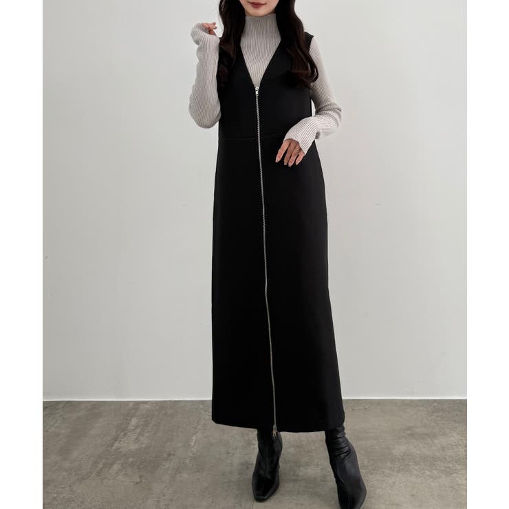 CENEA 裏起毛フロントファスナージャンパースカート | JUNOAH | 詳細画像5 