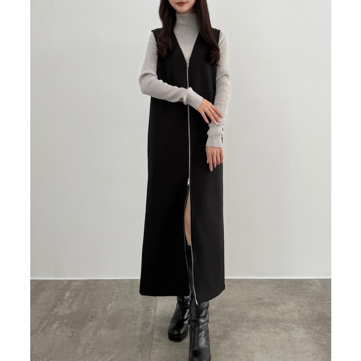 CENEA 裏起毛フロントファスナージャンパースカート | JUNOAH | 詳細画像8 