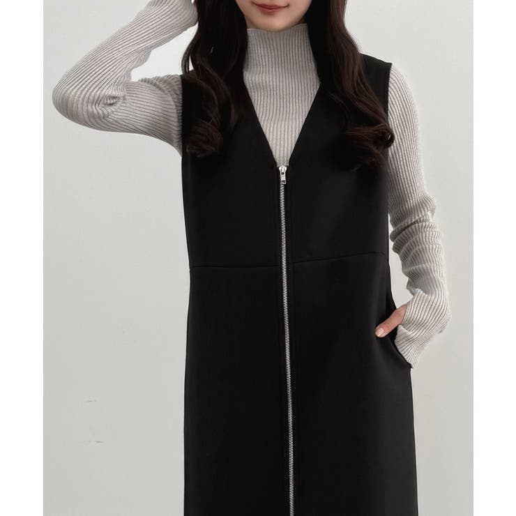 CENEA 裏起毛フロントファスナージャンパースカート | JUNOAH | 詳細画像9 