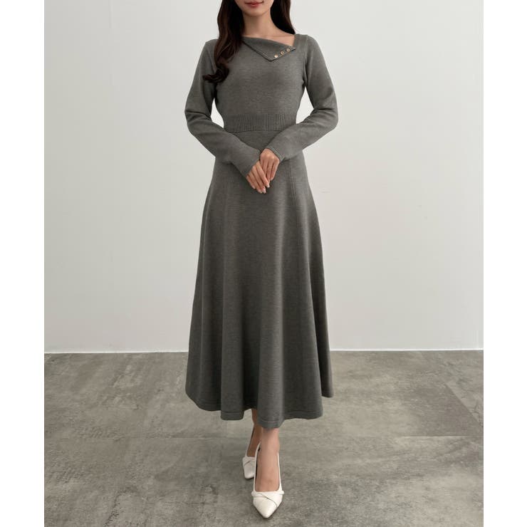 CENEA アシンメトリーネックニットワンピース | JUNOAH | 詳細画像5 