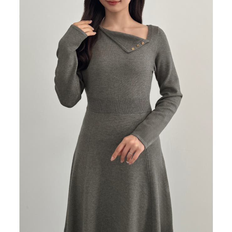 CENEA アシンメトリーネックニットワンピース | JUNOAH | 詳細画像7 