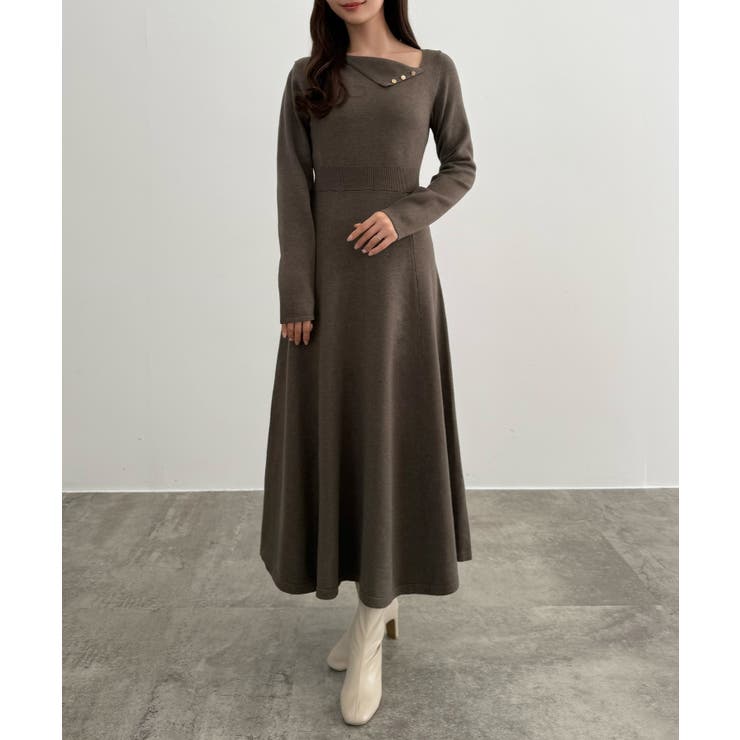 CENEA アシンメトリーネックニットワンピース | JUNOAH | 詳細画像8 