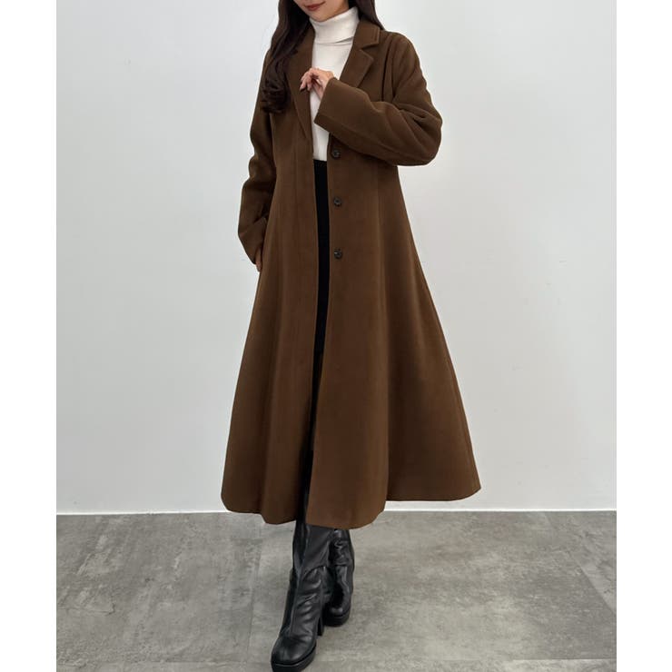 ブラウン チェスターコート CENEA ウエストシェイプシングルチェスターコート[品番：AMTW0012711